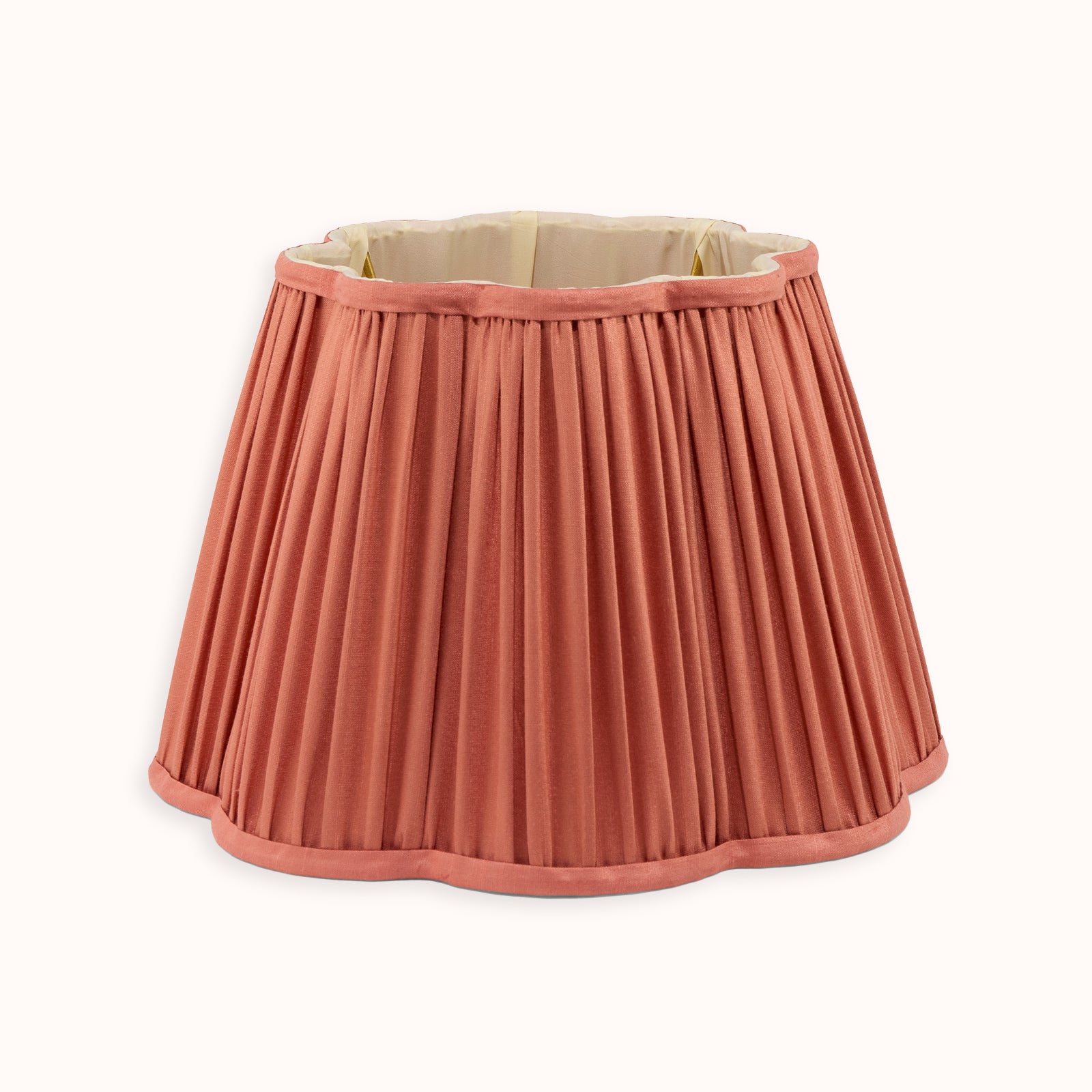Silk Blend Scalloped Lampshade in Rust Red