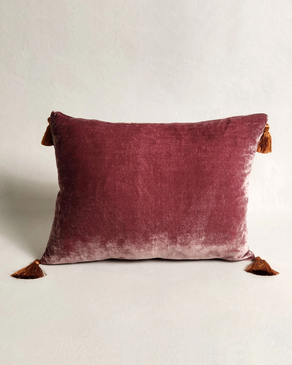 Silk Velvet Velour Pompom Cushion | Grenade Blush