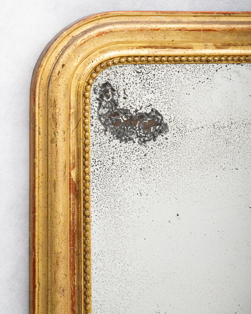 Set of Two 19th C Petite French Gilt Rouge Louis Philippe Mirrors