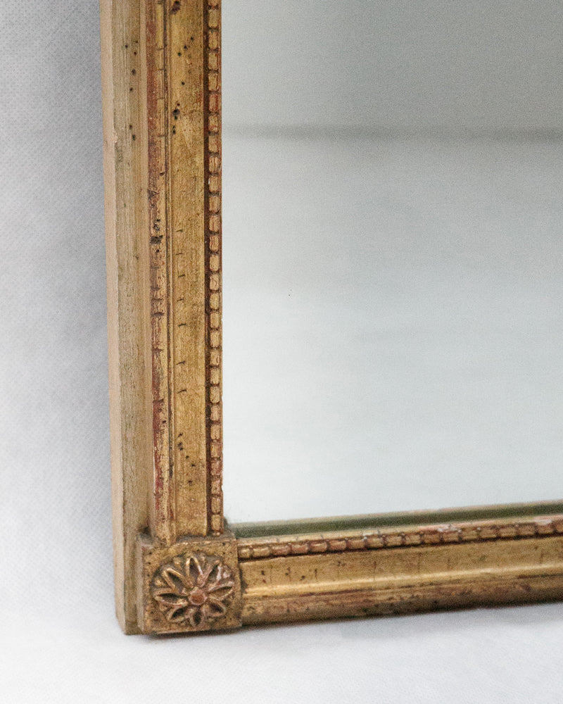 Small Louis XVI Giltwood Mirror with Floral Corners