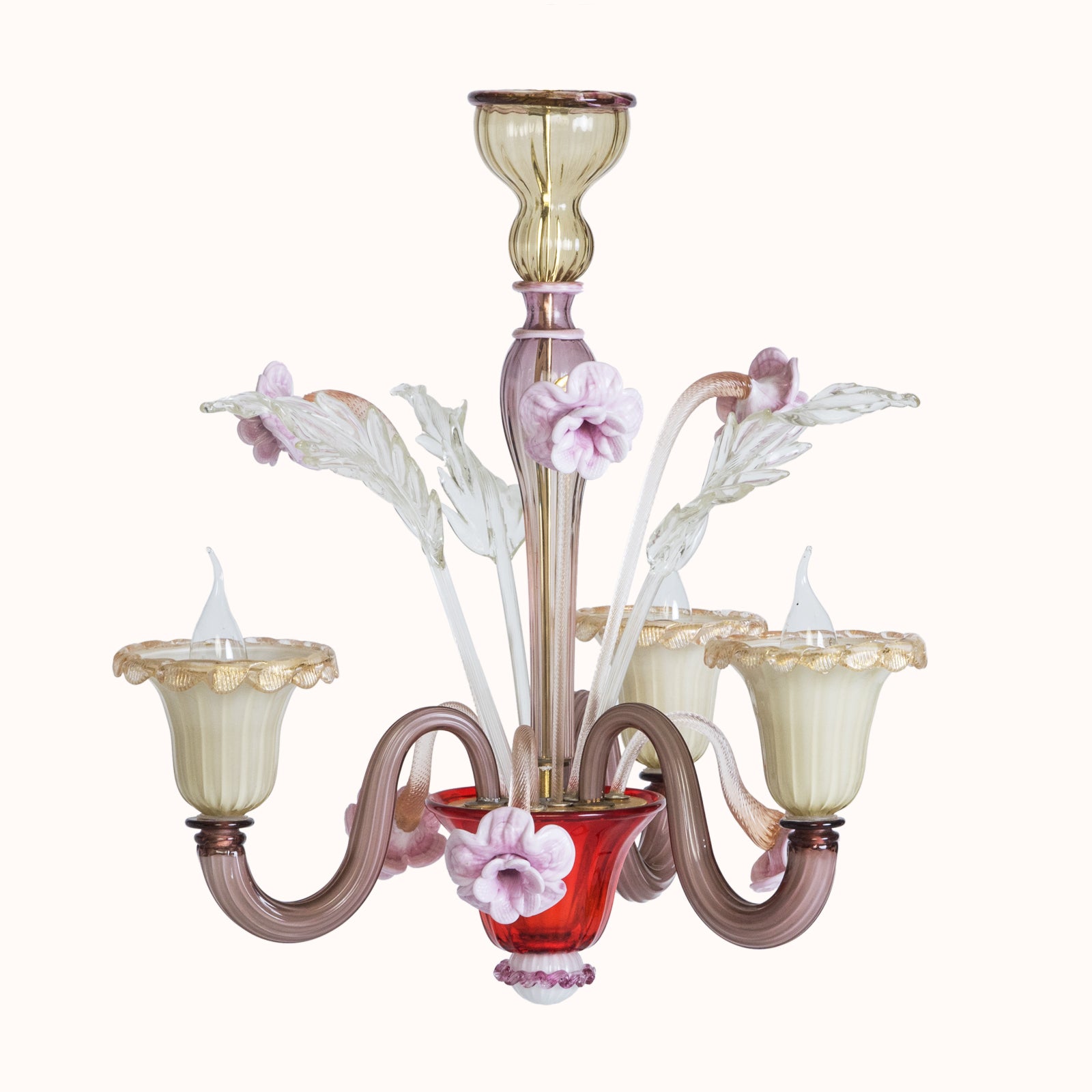 Small Venetian Handblown Vibrant Colored Murano Chandelier