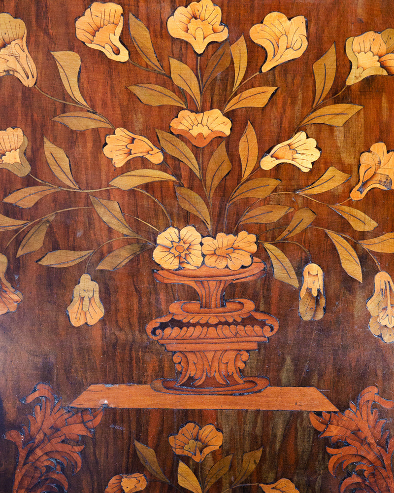 Wooden panel with floral marquetry design
