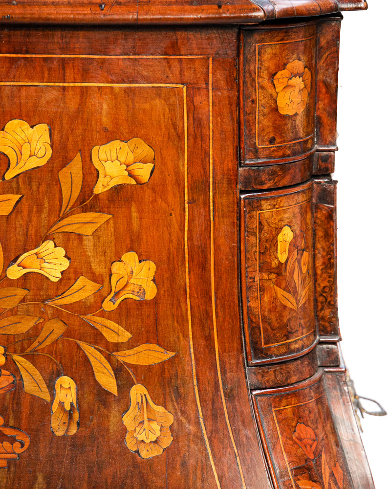 Small Antique Dutch Floral Marquetry Vitrine Cupboard