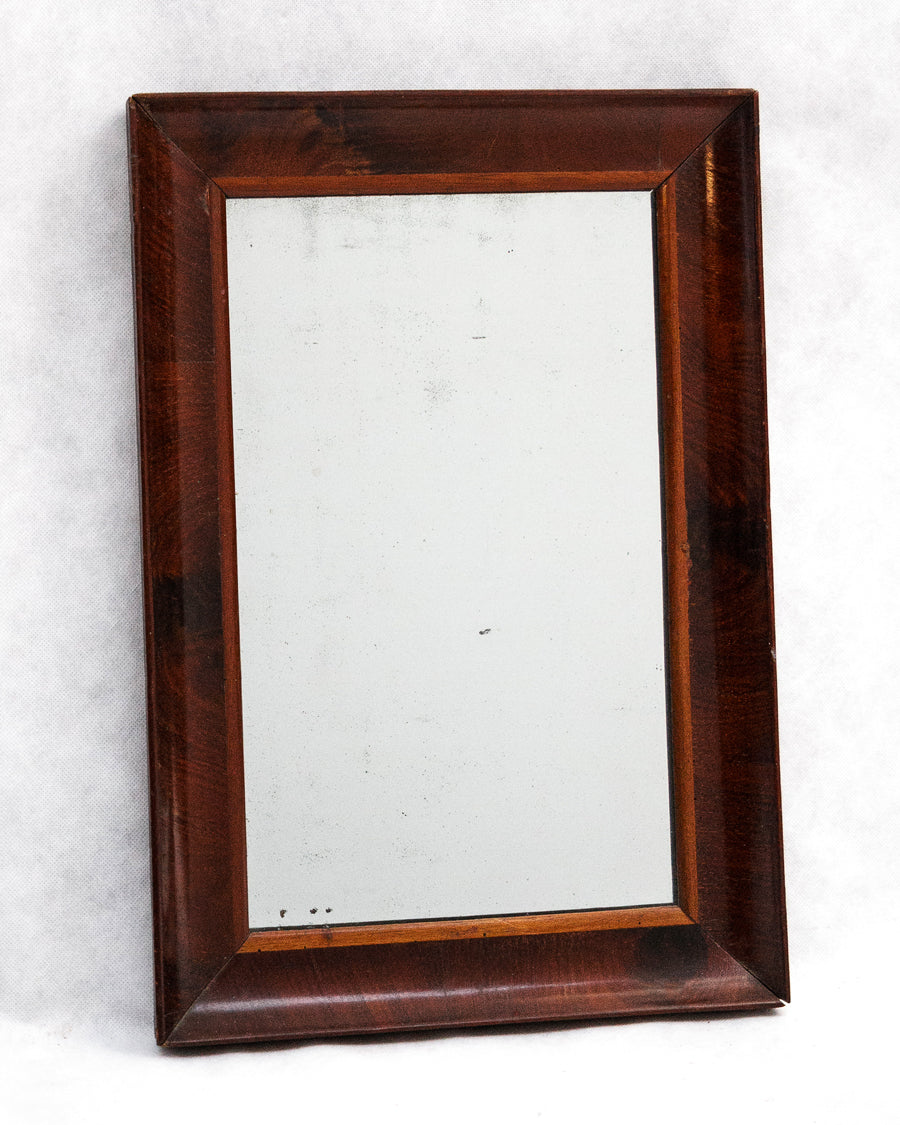 Late 19th C Small Mahogany Veneered Rectangular Mirror