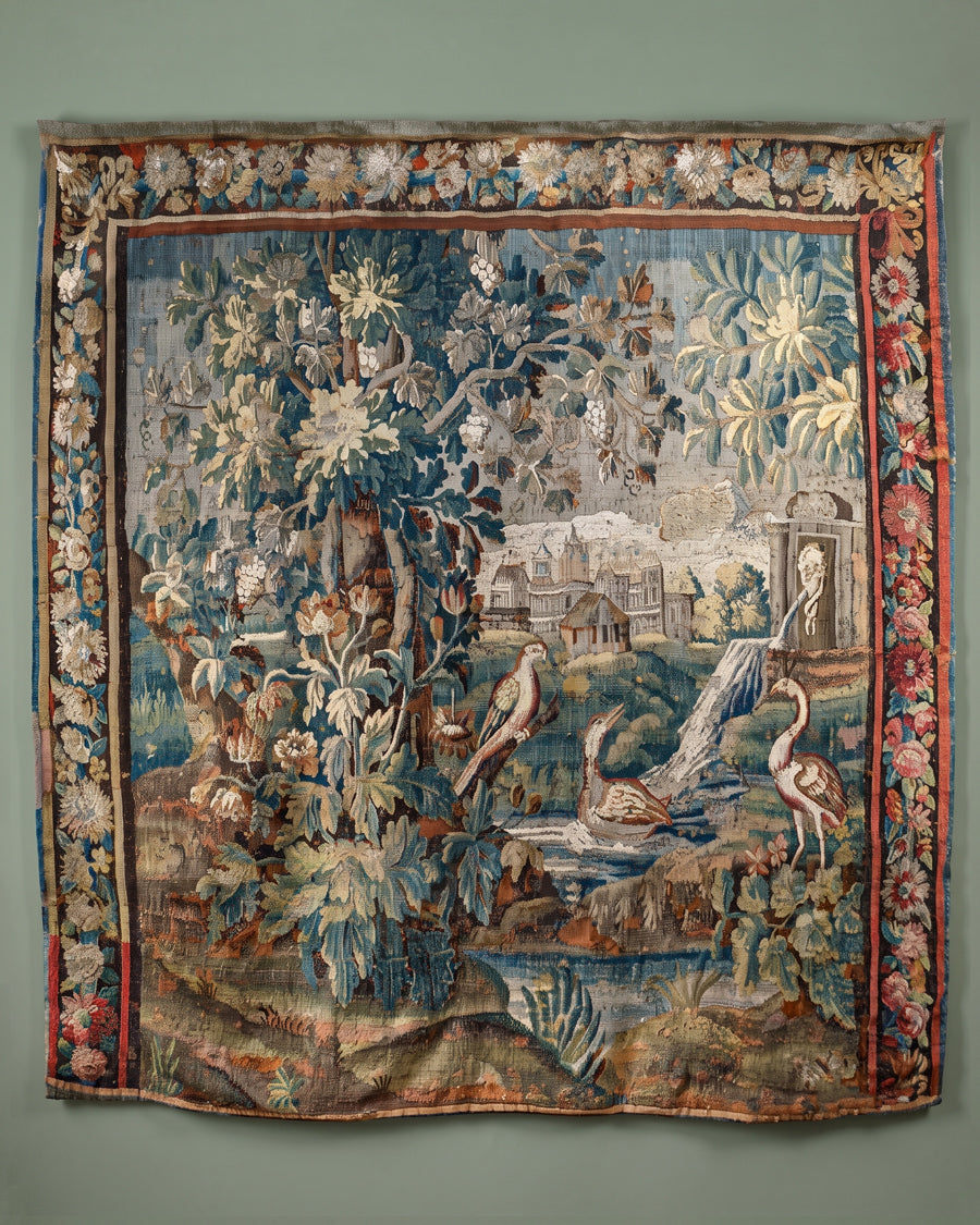 Large Early 18th Century Verdure Tapestry Wall Hanging