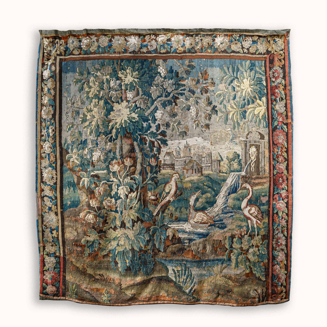 Large Early 18th Century Verdure Tapestry Wall Hanging