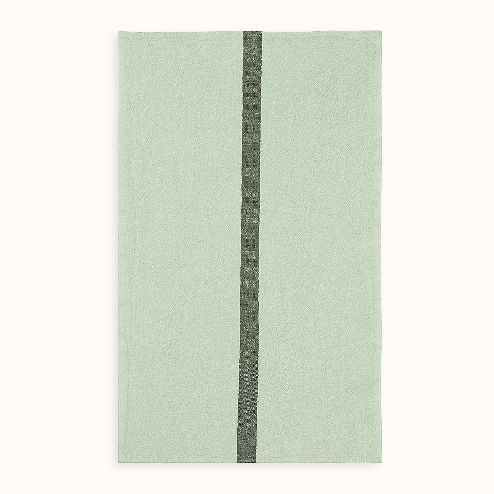 A green linen dish towel with a central grey stripe by Charvet Editions available at Wildschut Antiques
