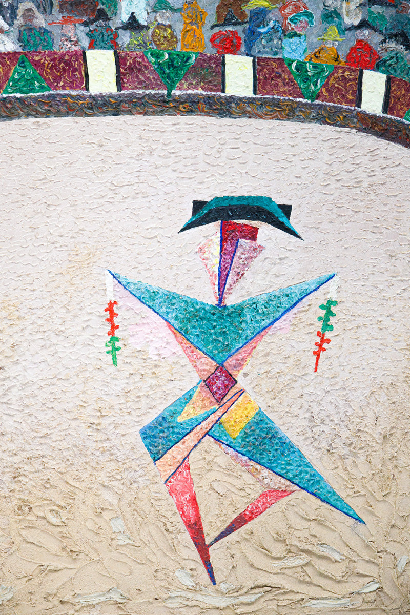 Colorful abstract design on a textured surface