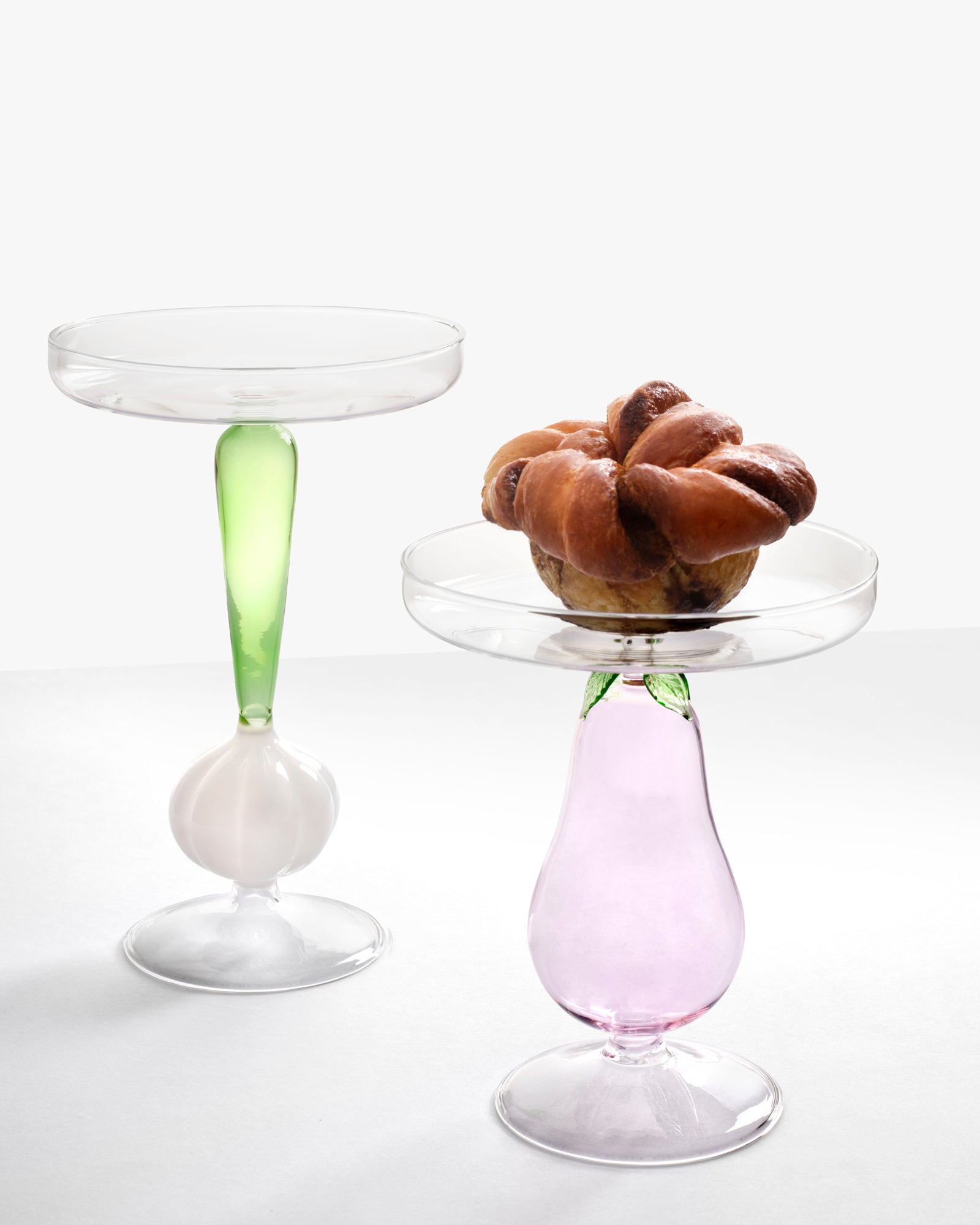 Spring Onion Footed Glass Plate