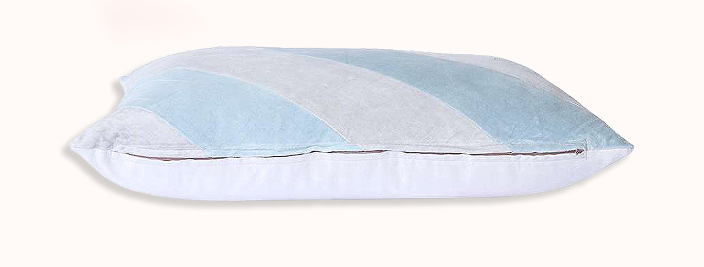 Velvet Striped Pillow Ice Blue