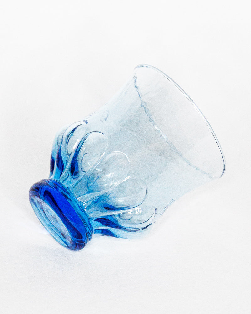 Vintage Azure Blue Petal-Glass Tumblers, Set of 4