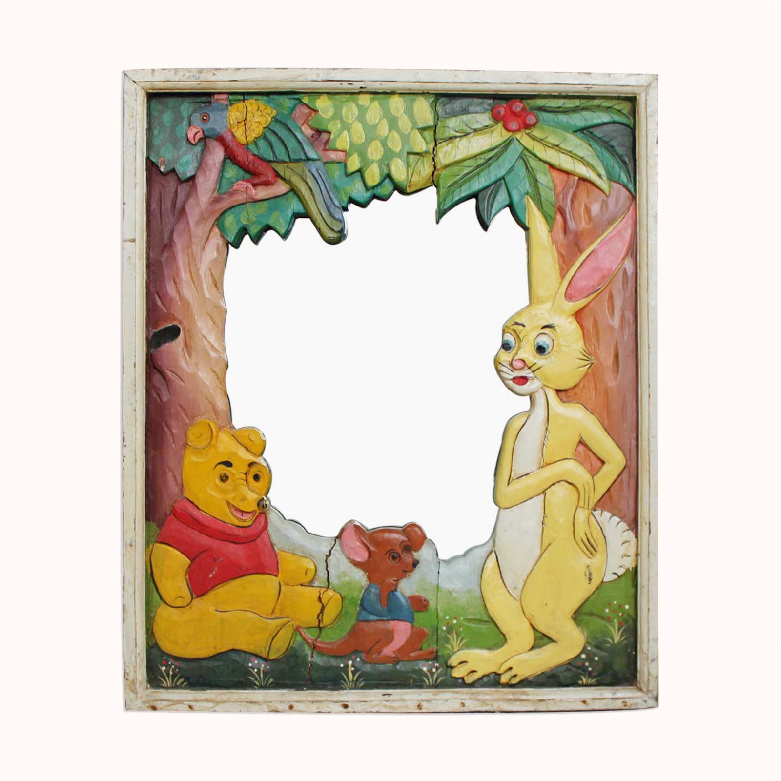 Vintage Winnie-the-Pooh Folk Art Style Mirror