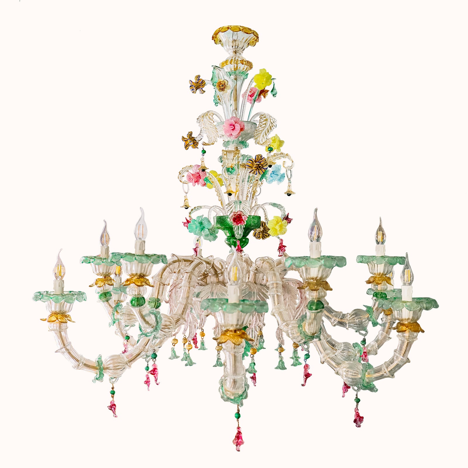 Colourful Green Venetian Murano Glass Chandelier