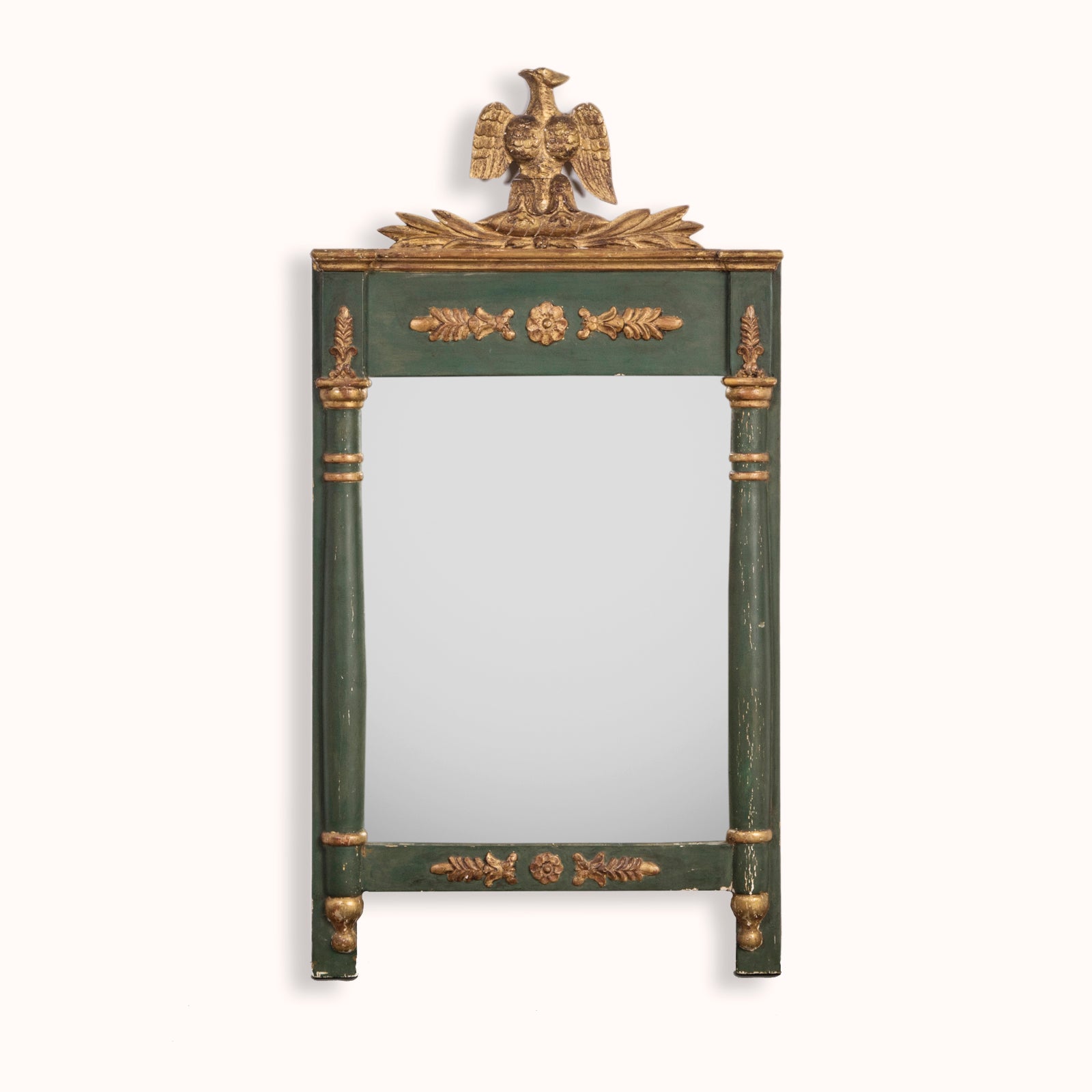 19th French Empire Style Golden Eagle Crest Mirror