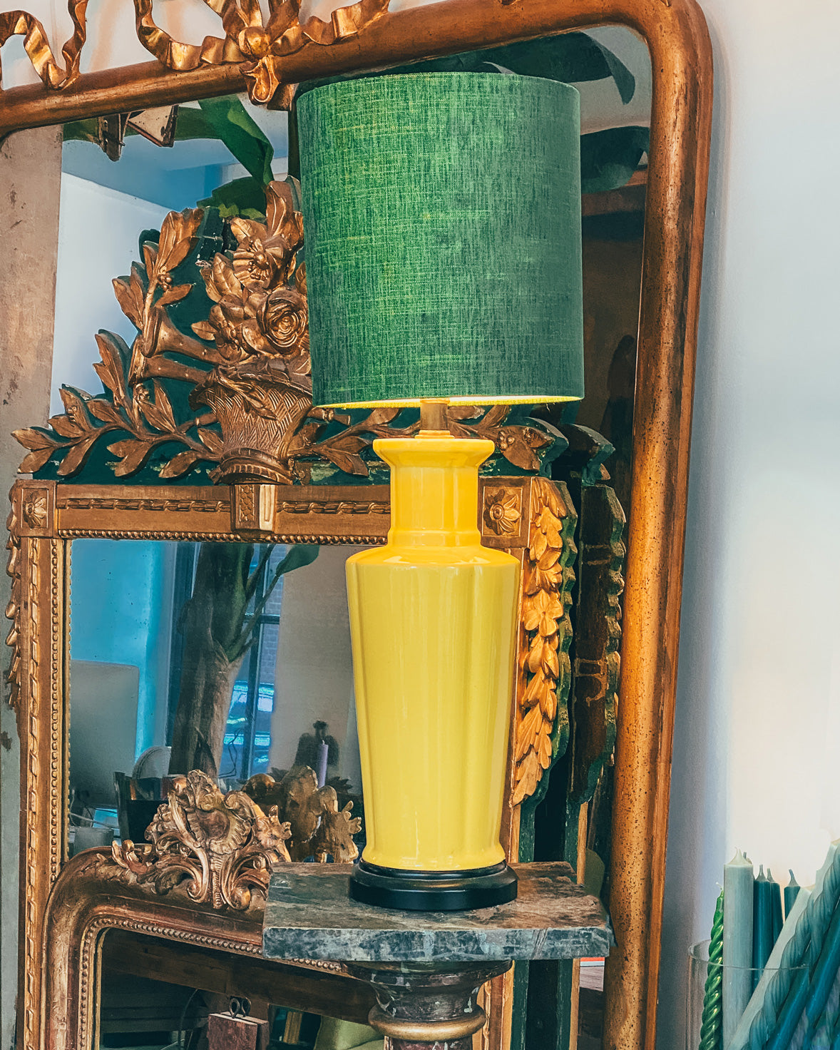 Vintage Yellow Glazed Ceramic Table Lamp