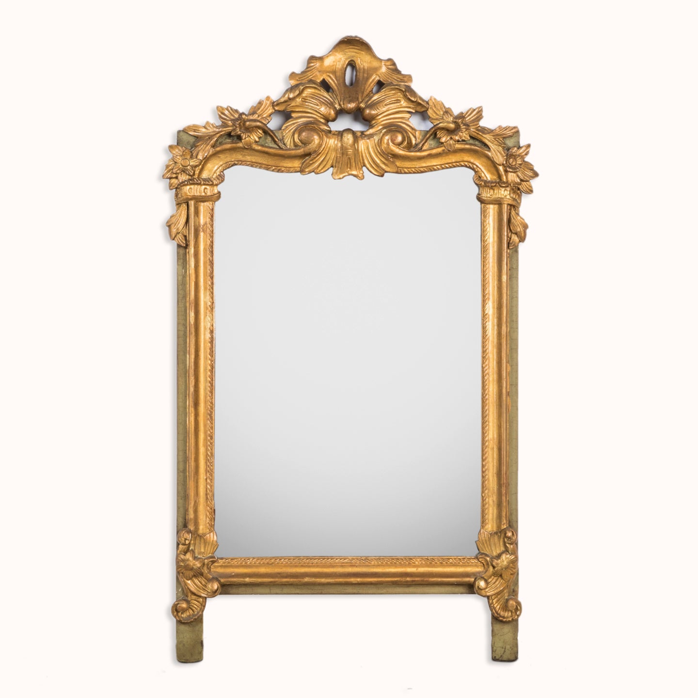 19th C Antique Flower Mirror