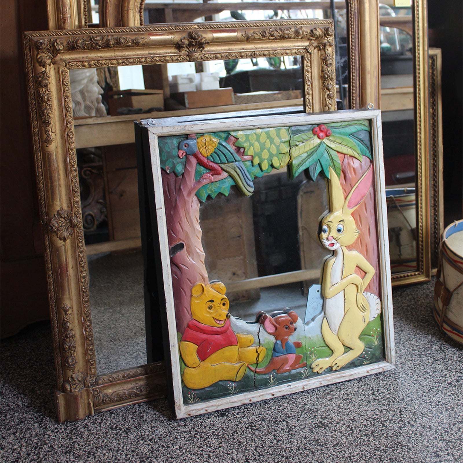 Vintage Winnie-the-Pooh Folk Art Style Mirror