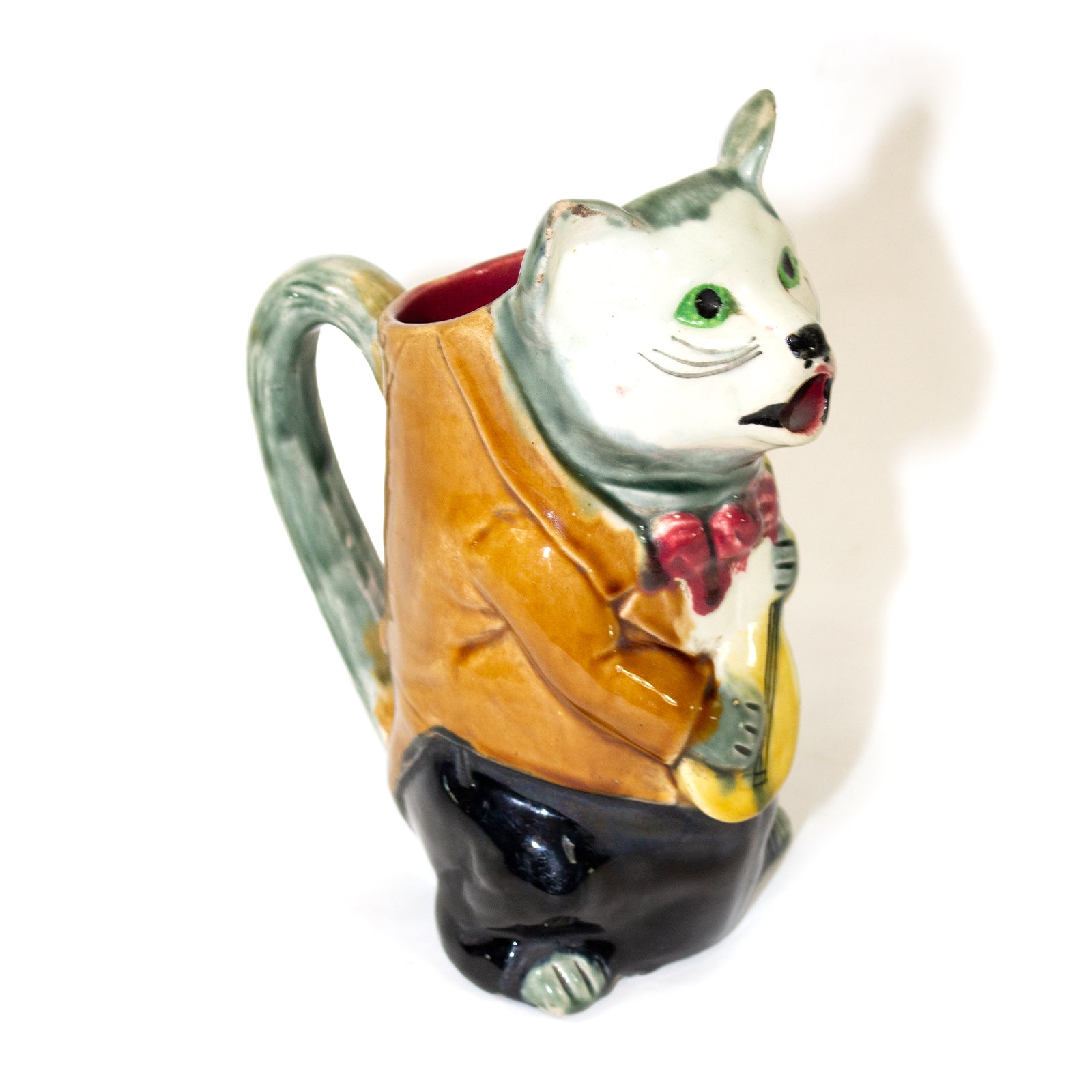 Majolica Figural Cat Pitcher