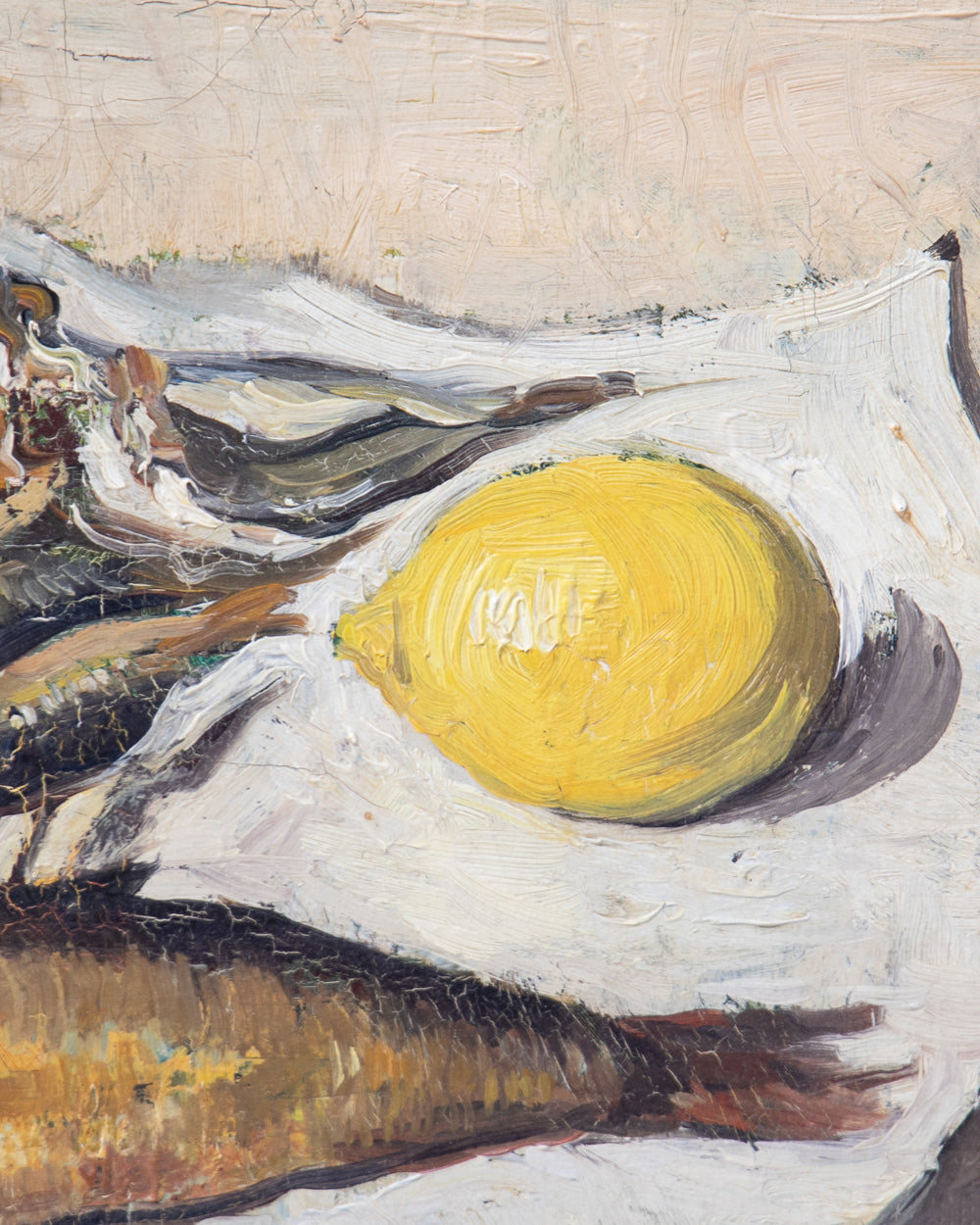 Small Still Life with Fish, Shrimp & Lemon by Émile Lecomte, 1935