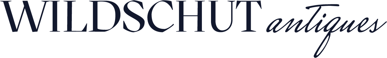 Horizontal Wildschut Antiques Text Logo in Dark Blue