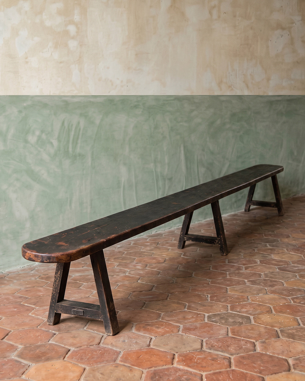 Antique French Provincial Wooden Bench, No. 1 | 335 cm