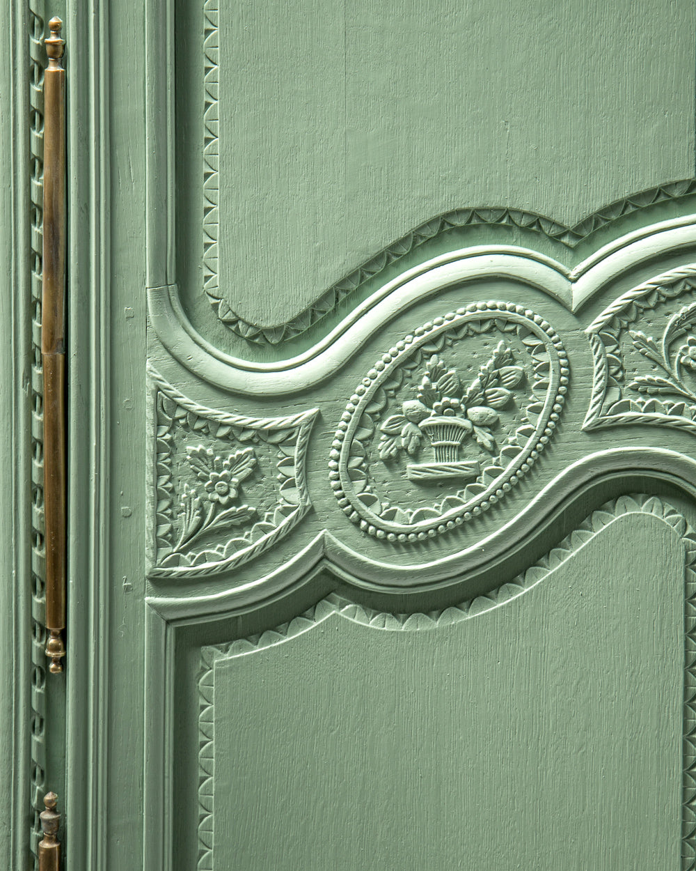 Pistache Green French Antique Marriage Armoire