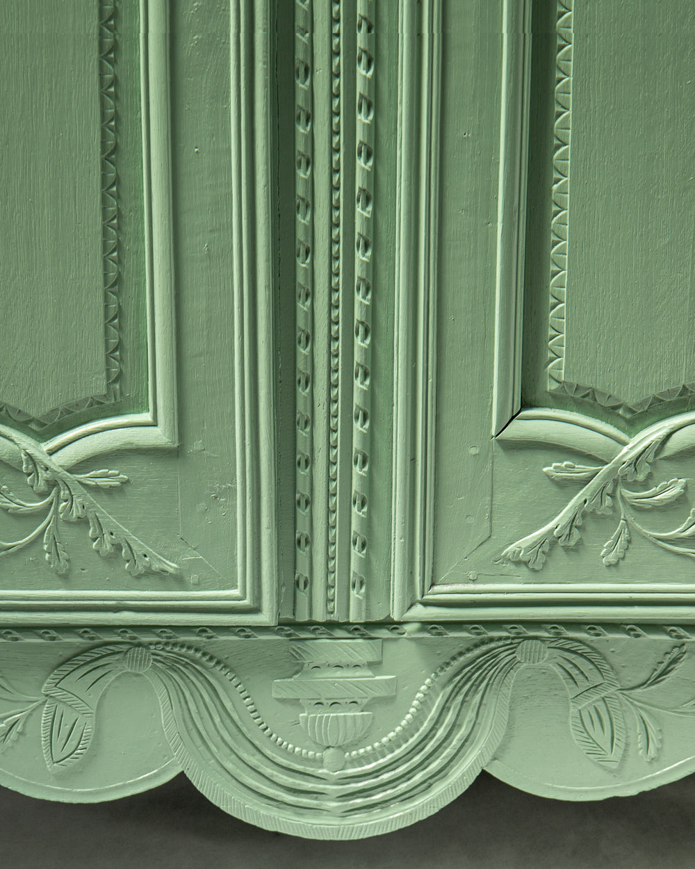 Pistache Green French Antique Marriage Armoire