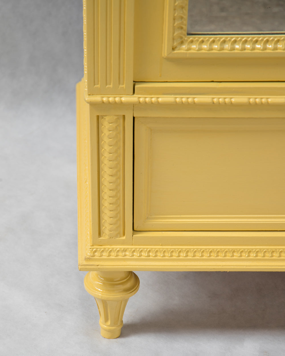Louis XVI Style Yellow Painted Mirror Door Armoire