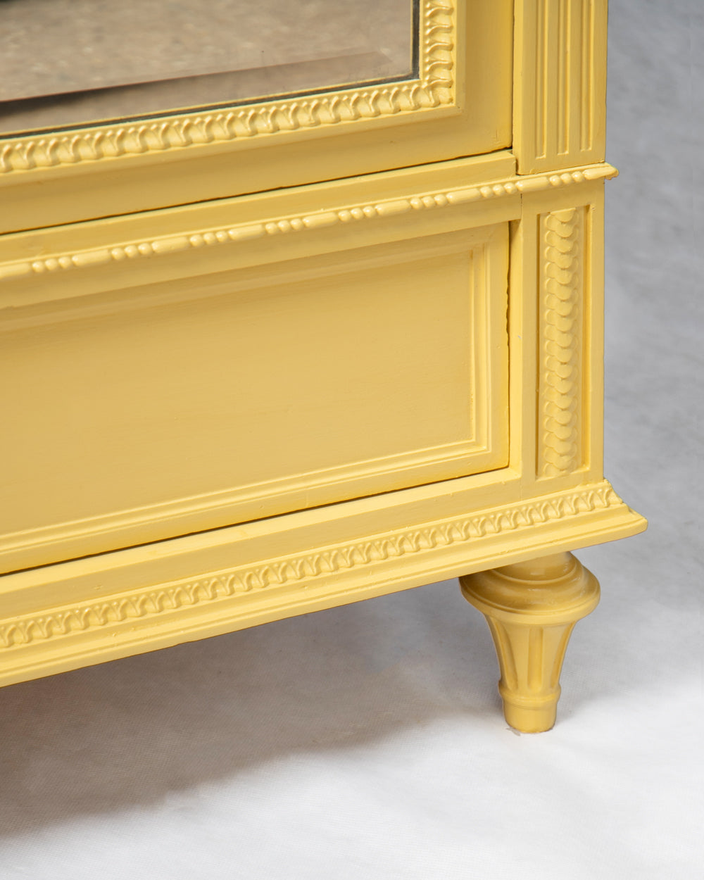 Louis XVI Style Yellow Painted Mirror Door Armoire