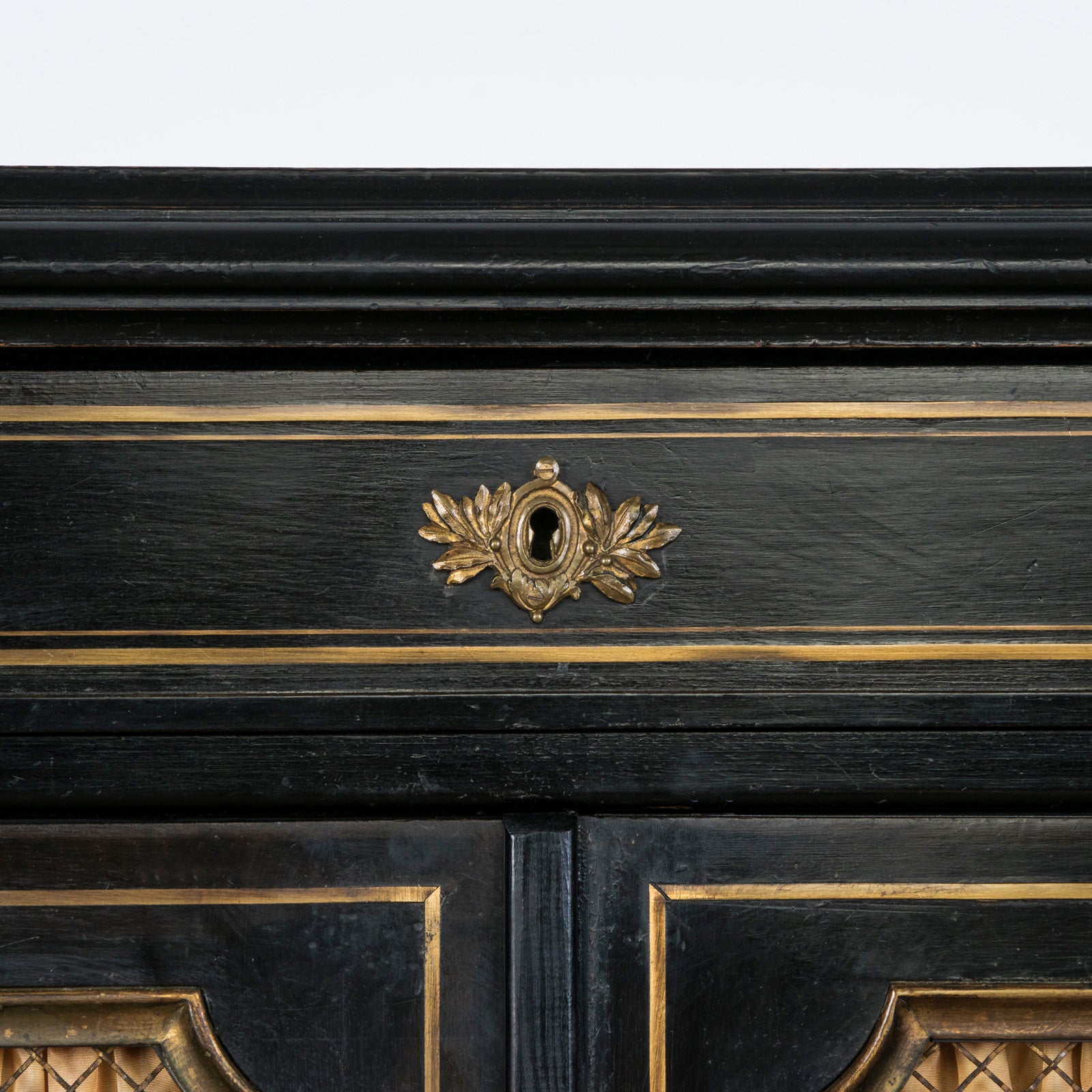 19th C Small Black with Brass Napoleon III Cabinet