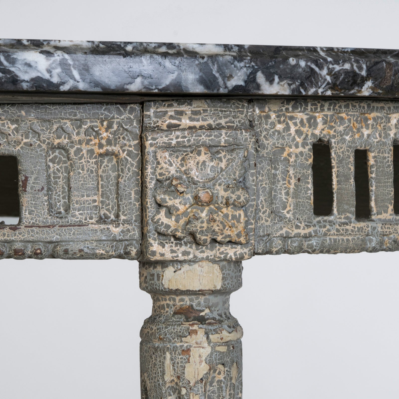 Small French 18th C Console Table With Grey Marble Top
