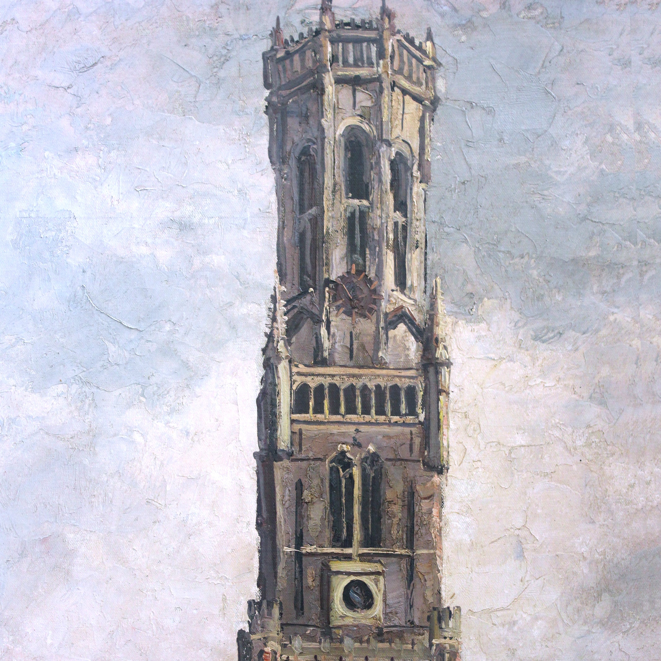 Mid Century Oil Painting of Bruges Oil Painting