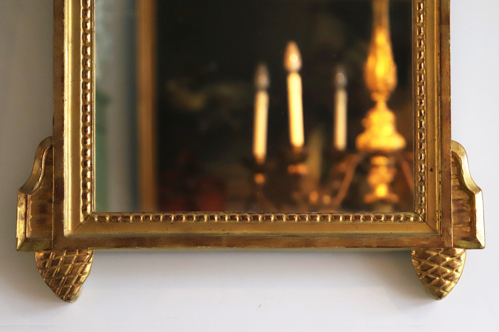 Small French Louis XVI Marriage Mirror with a Mirror Crest