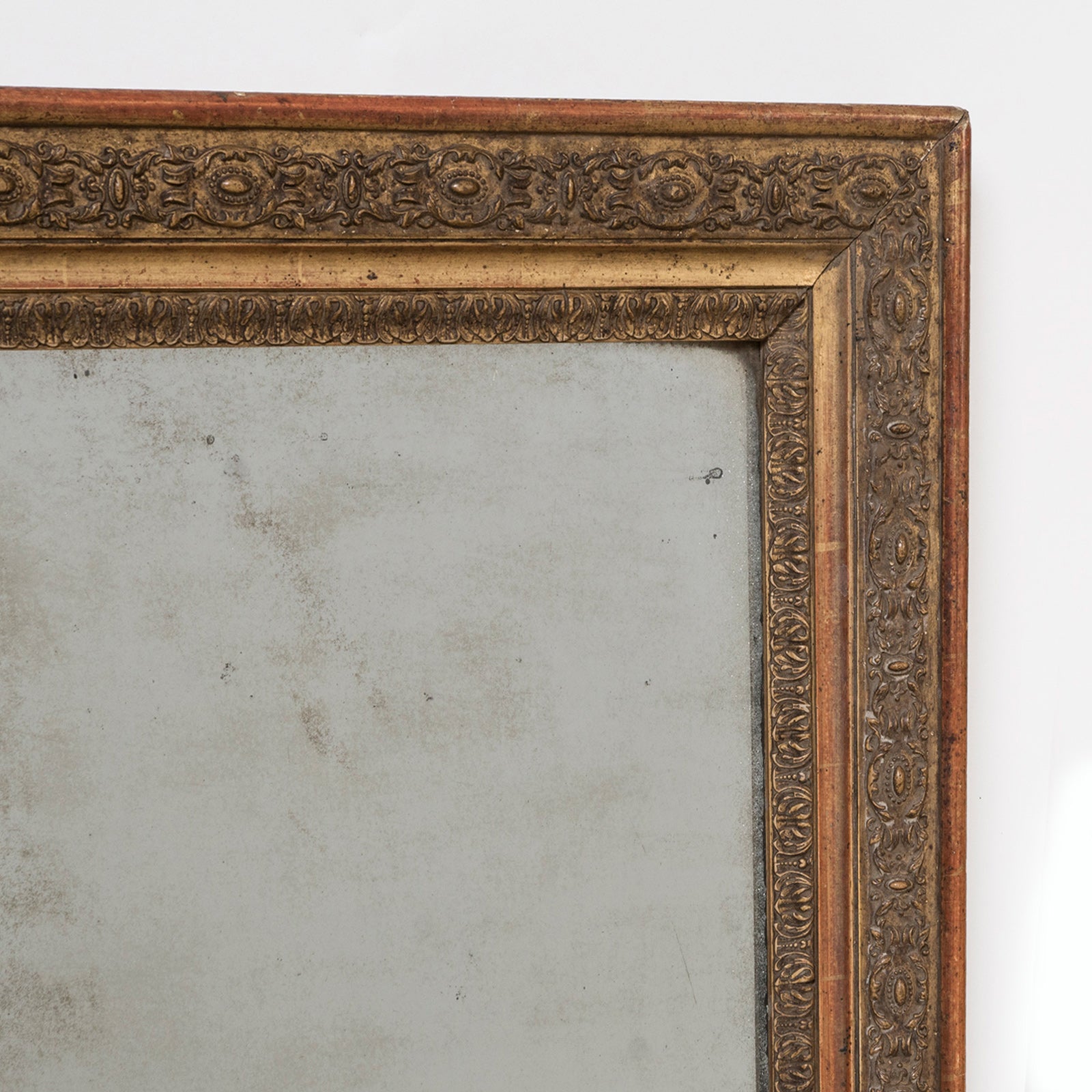 Antique Italian 19th C Rectangular Mirror with Decorated Frame