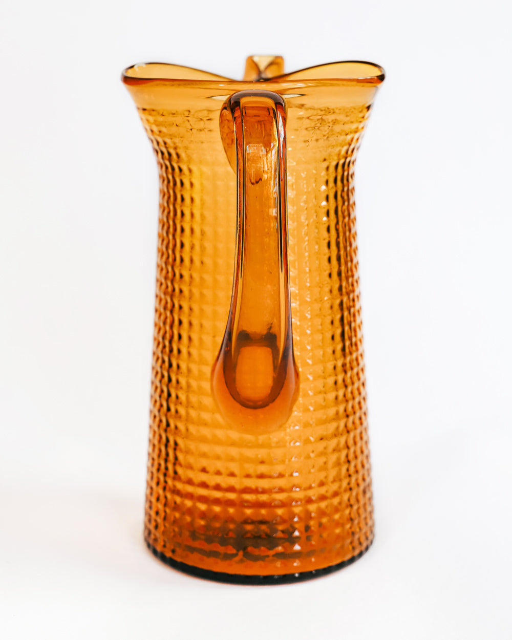 Mid Century Vintage Amber Faceted Glass Pitcher