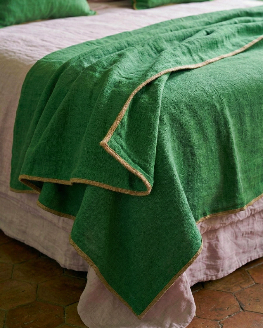 Apple Green Soft Linen Blend Throw Blanket | 260 x 260
