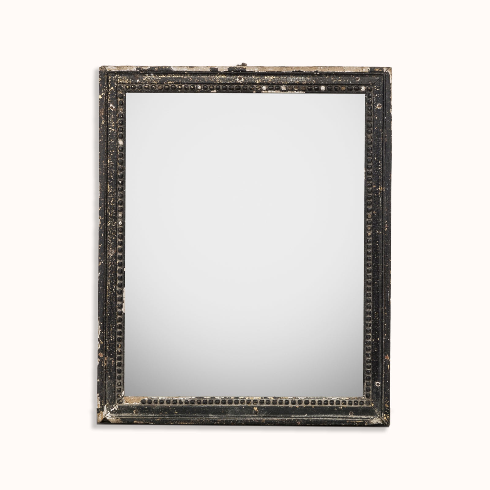 Small Rectangular Black Distressed Mirror