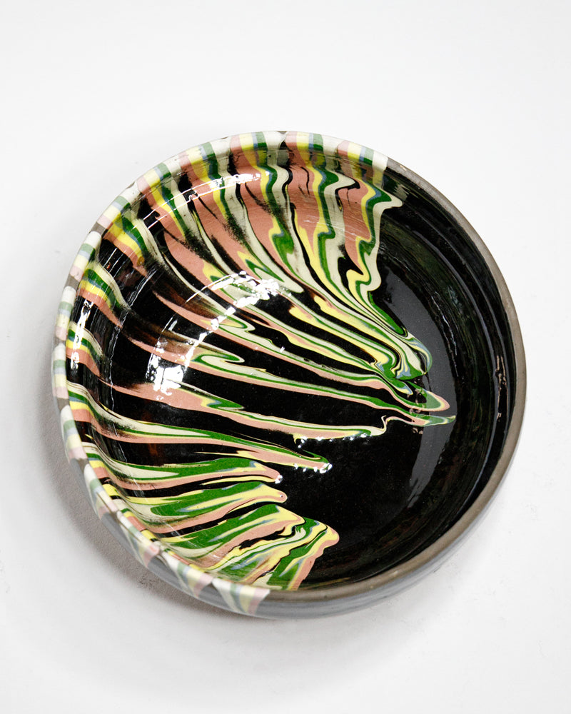 Hand-Painted Marbled Earthenware Bowls | Black