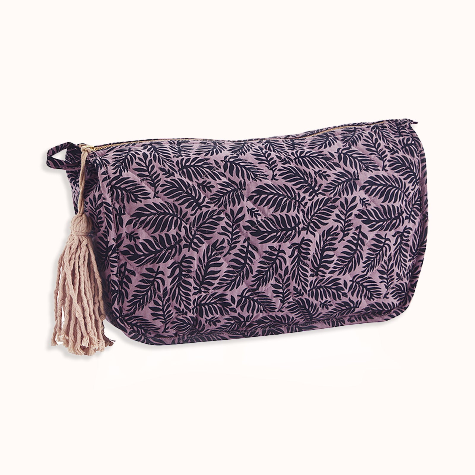 Quilted Cotton Toilet Bag with Tassel