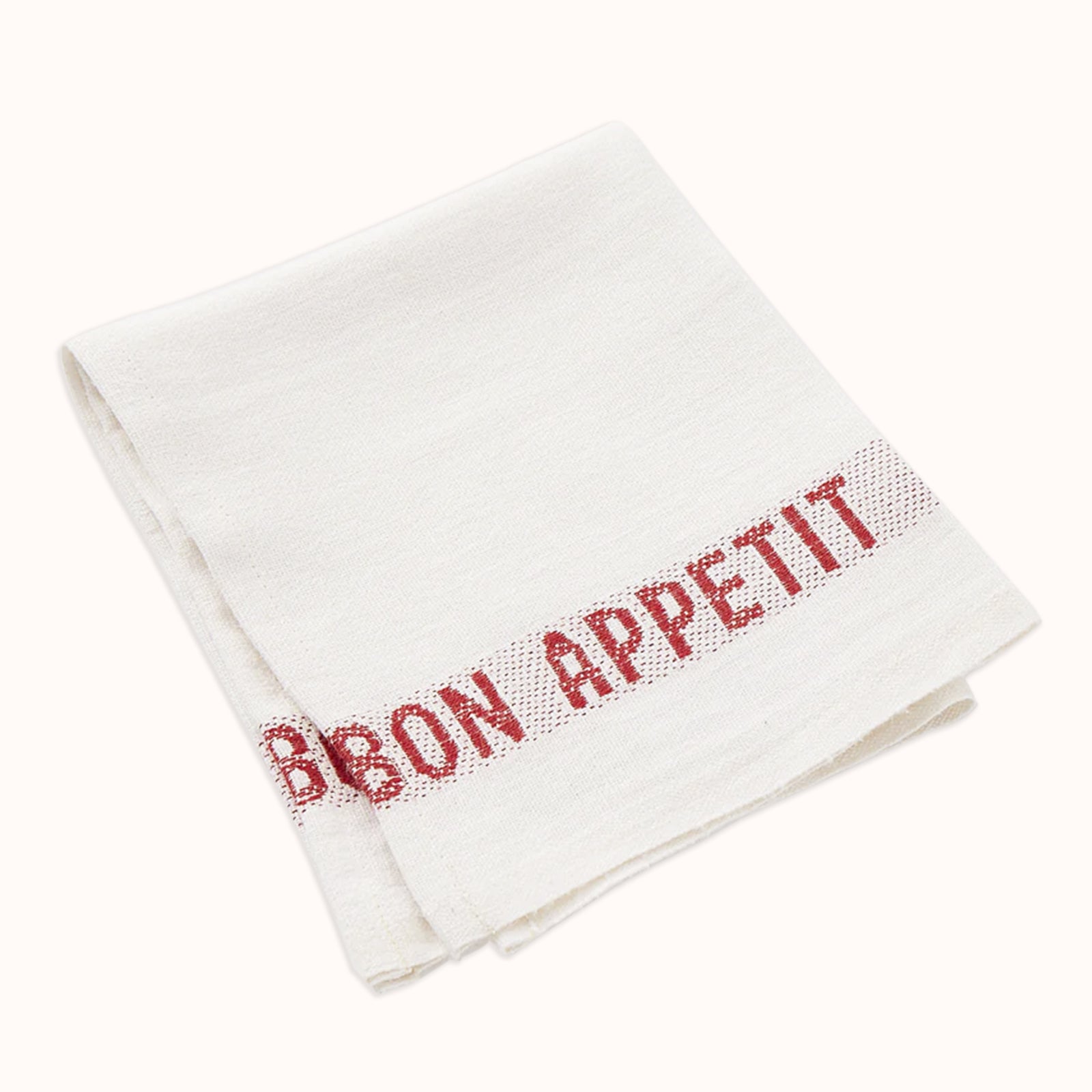 Bon Appetit Linen Napkins in White and Red, Set of two