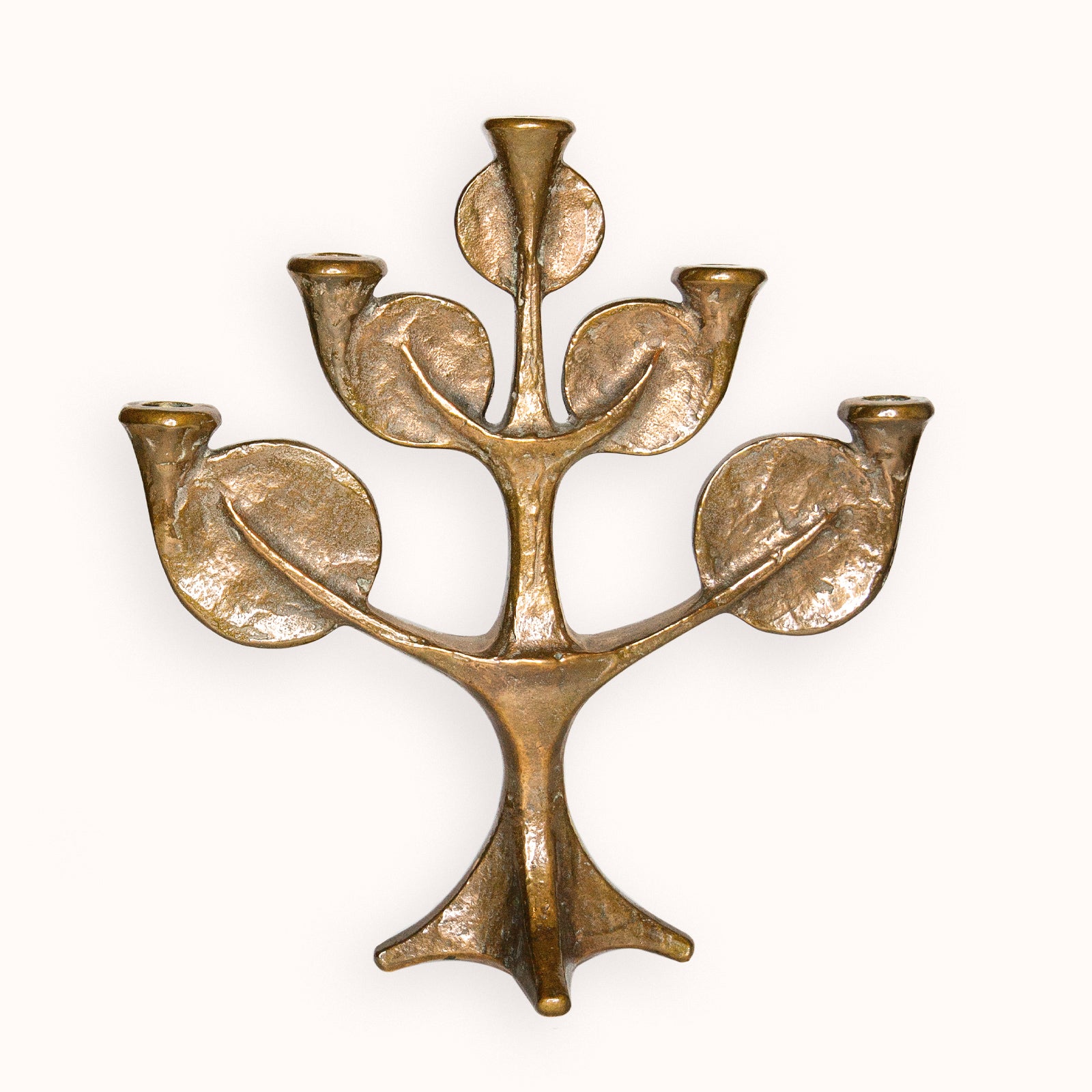 Mid Century Modern Sculptural Bronze Tree Candle Holder