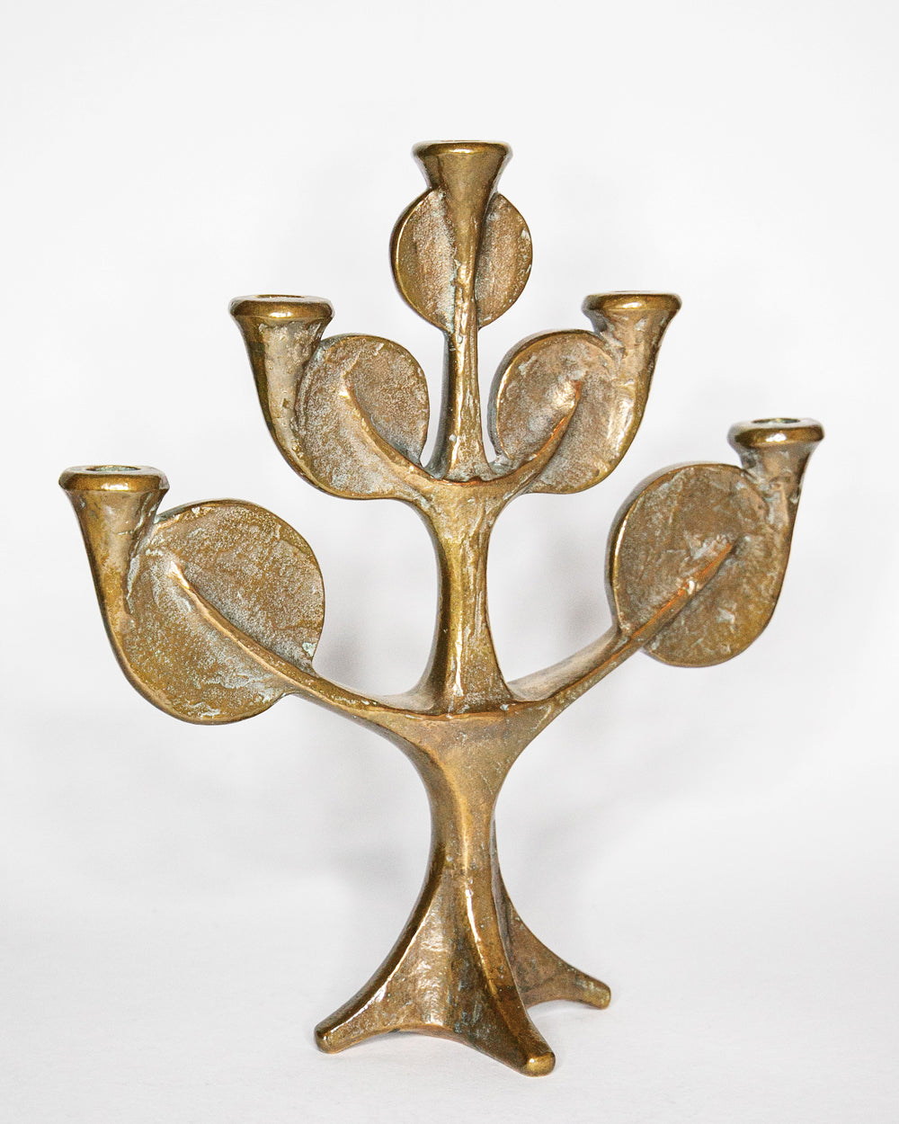 Mid Century Modern Sculptural Bronze Tree Candle Holder