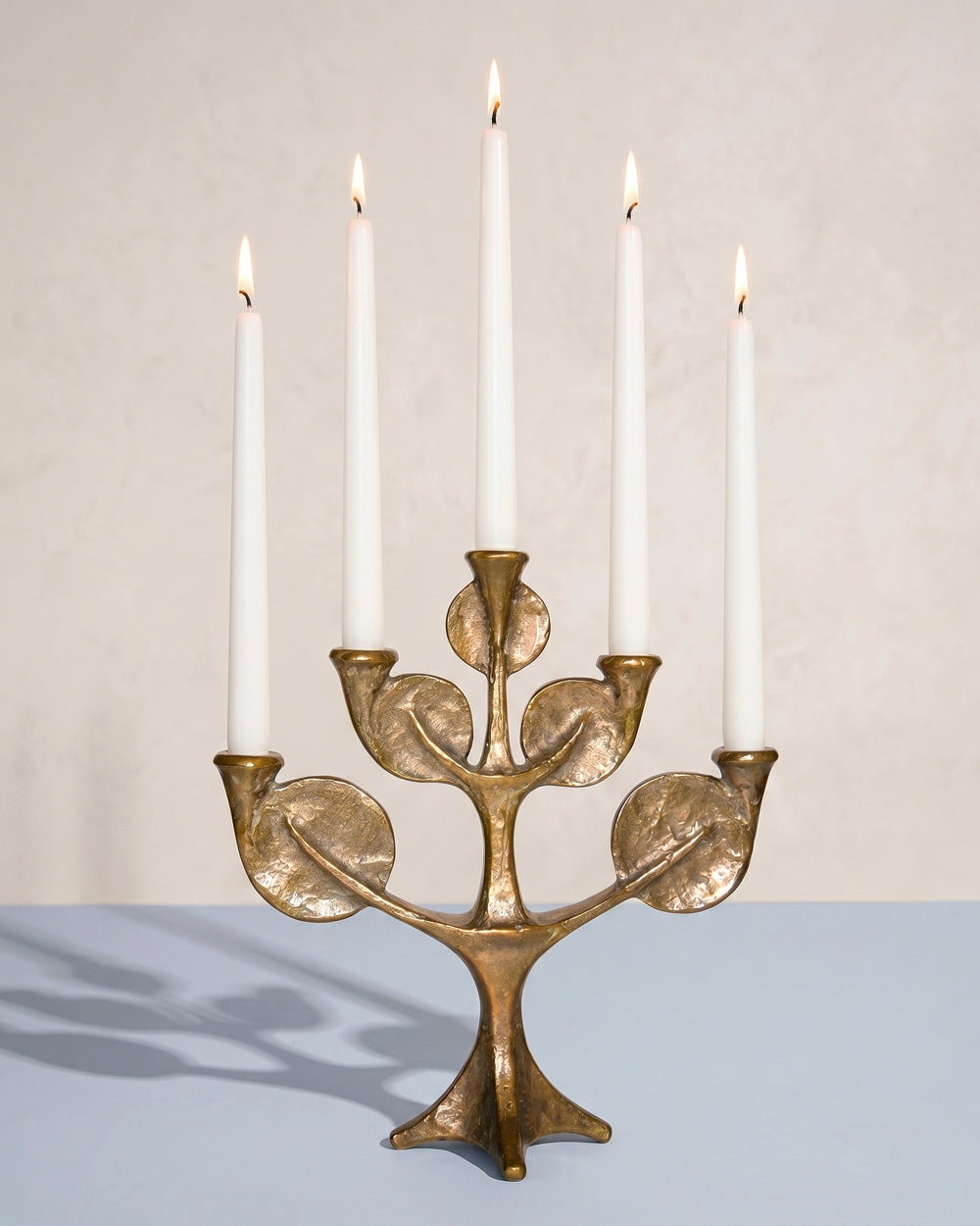 Mid Century Modern Sculptural Bronze Tree Candle Holder