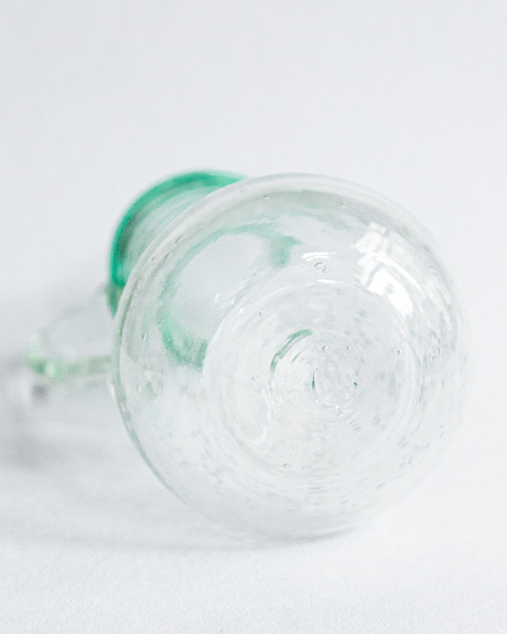 Handmade Green Bubble Glass Pitcher, Biot Style