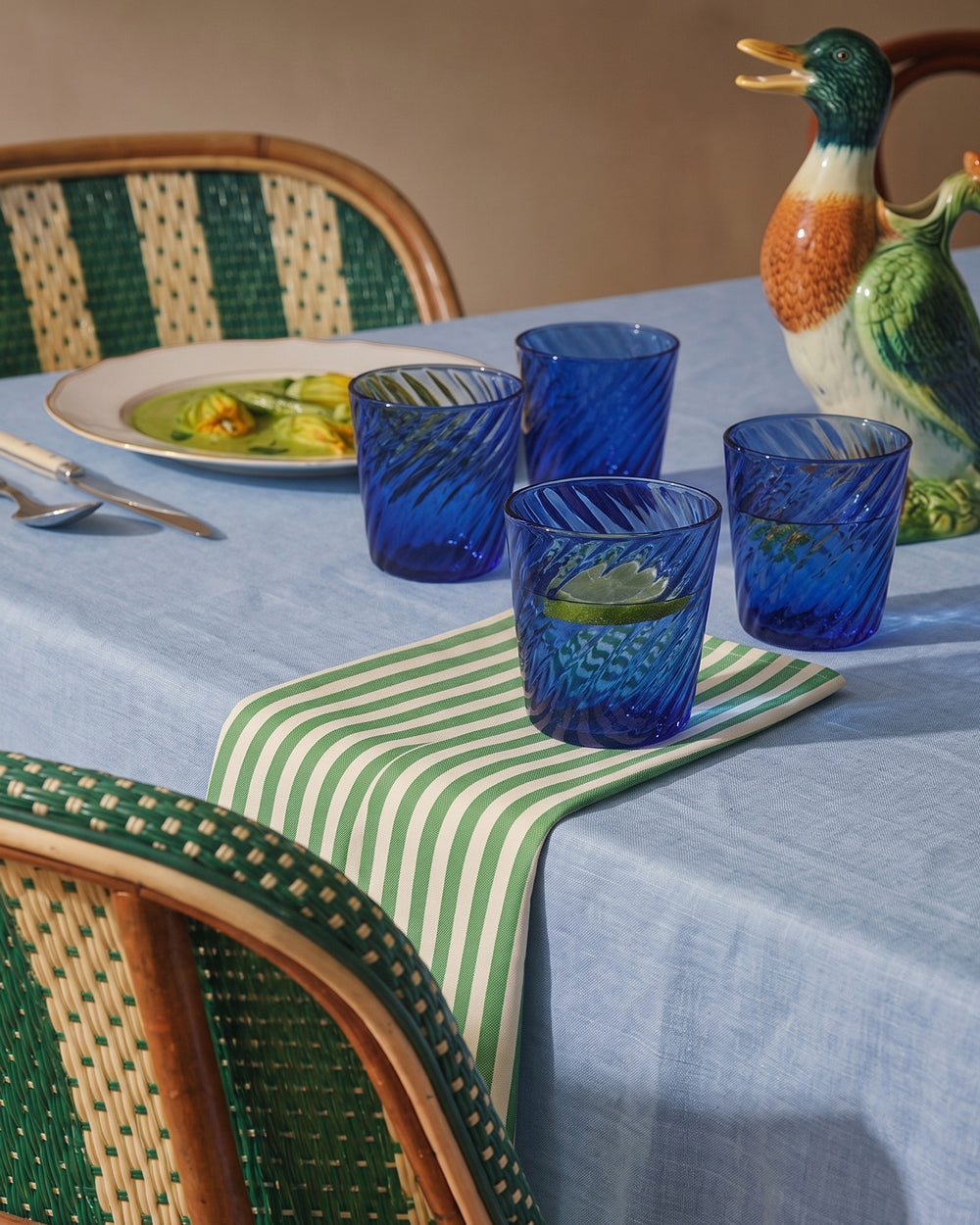 Handmade Blue Swirl Tumbler Water Glass