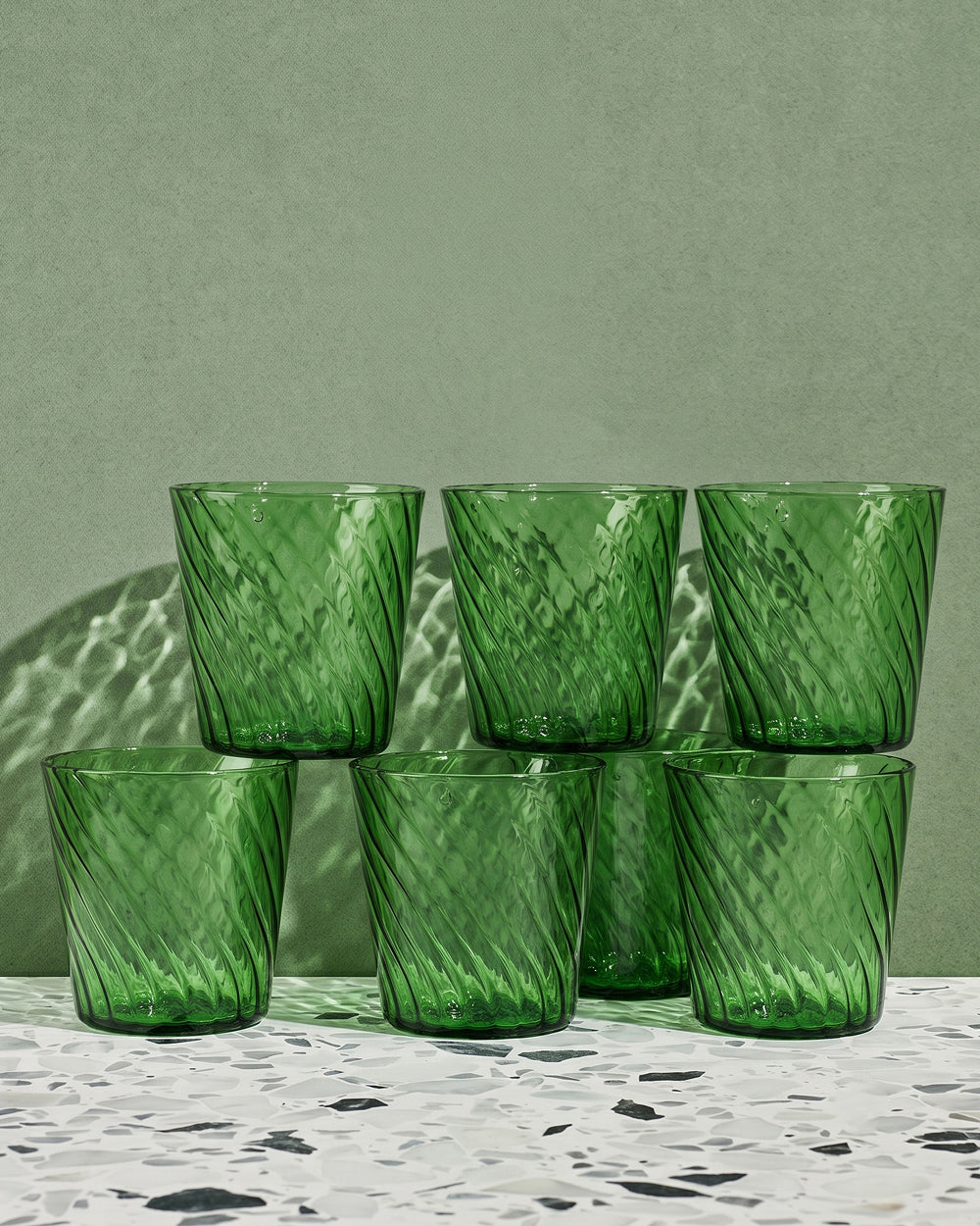 Handmade Green Swirl Tumbler Water Glass