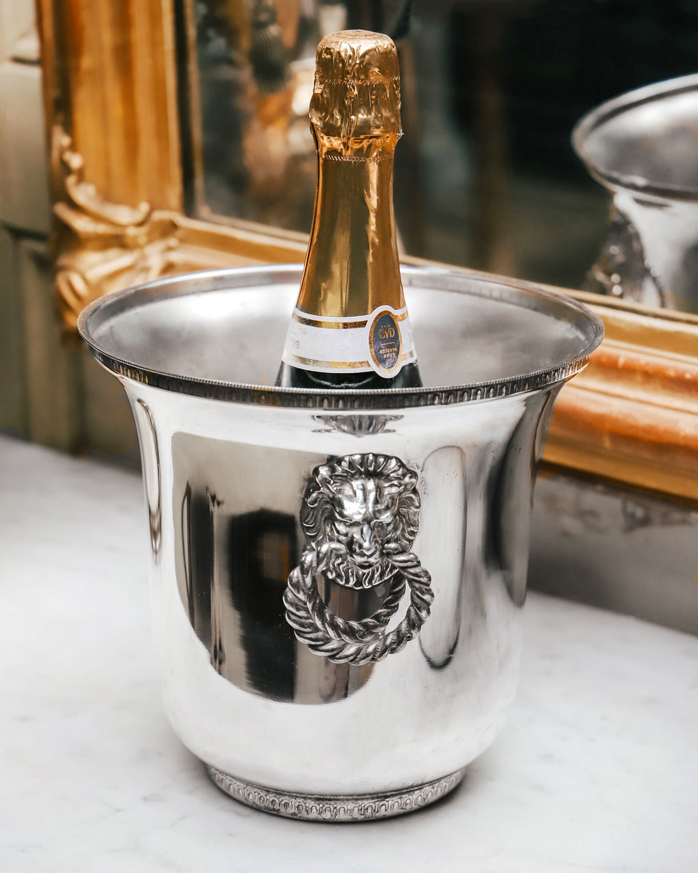 Vintage Silver Plated Lion Head Champagne Cooler and Ice Bucket