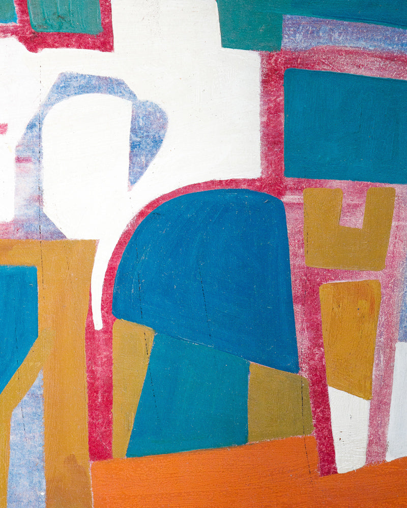 Vibrant Vintage Mid-Century Abstract Composition
