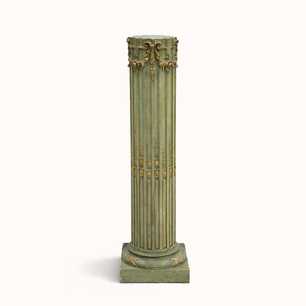 Olive Green Louis XVI Style Pedestal Column