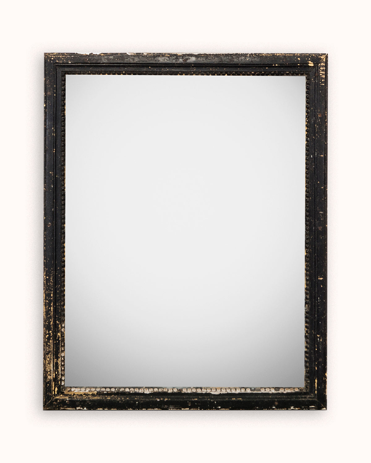 Late 19th C French Antique Mirror with Black Painted Frame